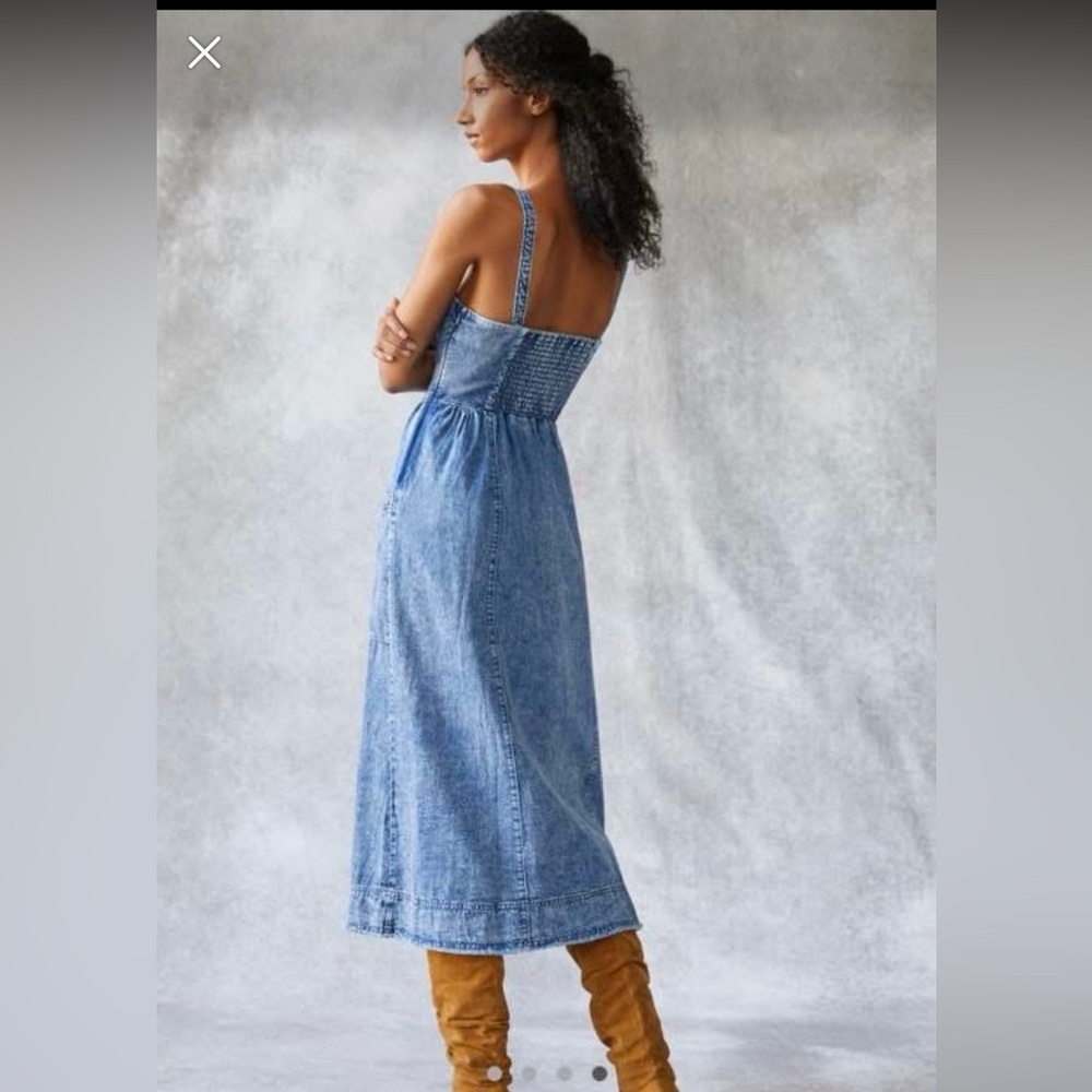 Pilcro Blue Denim Midi Dress with Straps - Picture 3 of 5